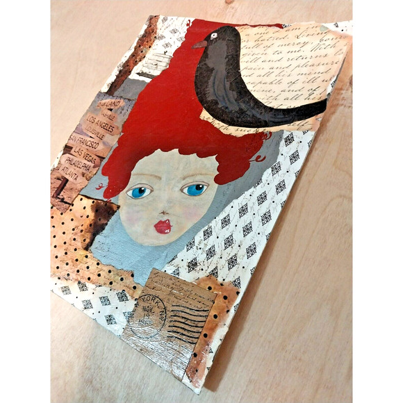 Original Mixed Media Painting Art Print "Caged" Signed by Artist - Picture 5 of 10